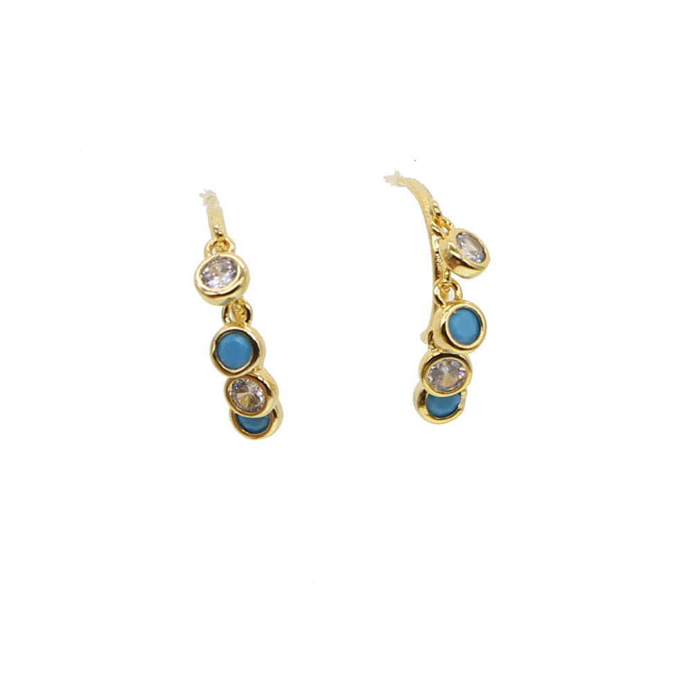 Красивые ювелирные изделия милые круглые серьги с фианитами модные золотые для