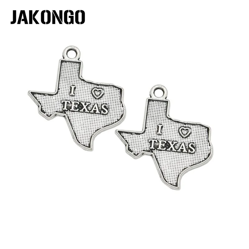 Античные посеребренные Подвески с надписью I Love Texas подвески для ожерелья
