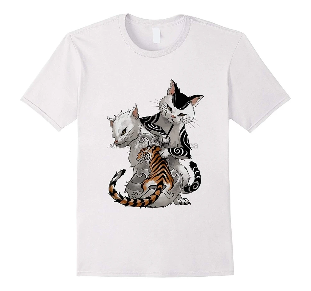 Новая модная брендовая одежда Irezumi Cat Artist с традиционной японской тату футболкой