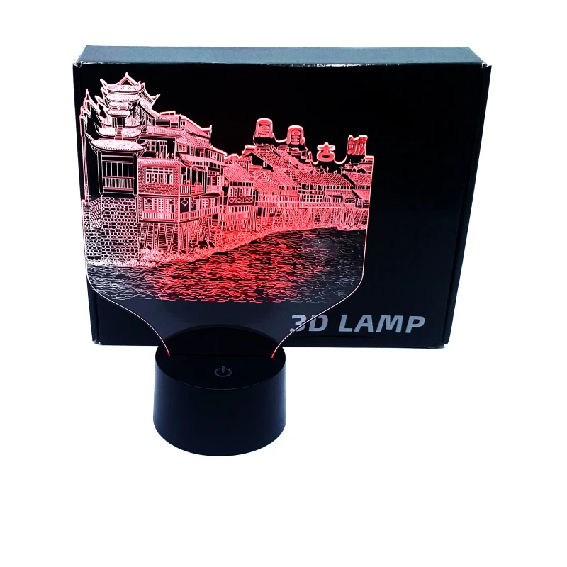 Ночные светильники 3D визуальная Светодиодная лампа китайский городской дизайн