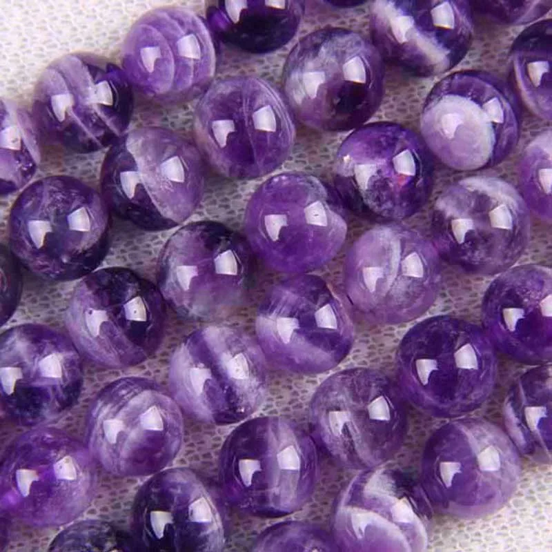 

10MM Natural Purple Crystal Round Loose Beads 15.5 Inch Jewelry For Woman Gift Making A033
