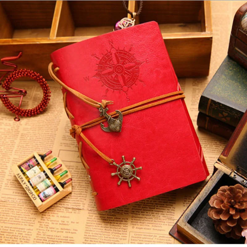 

Vintage PU Leather Journal Notebook Classic Retro Spiral Ring Binder Diary Book traveler notebook Korean Stationery