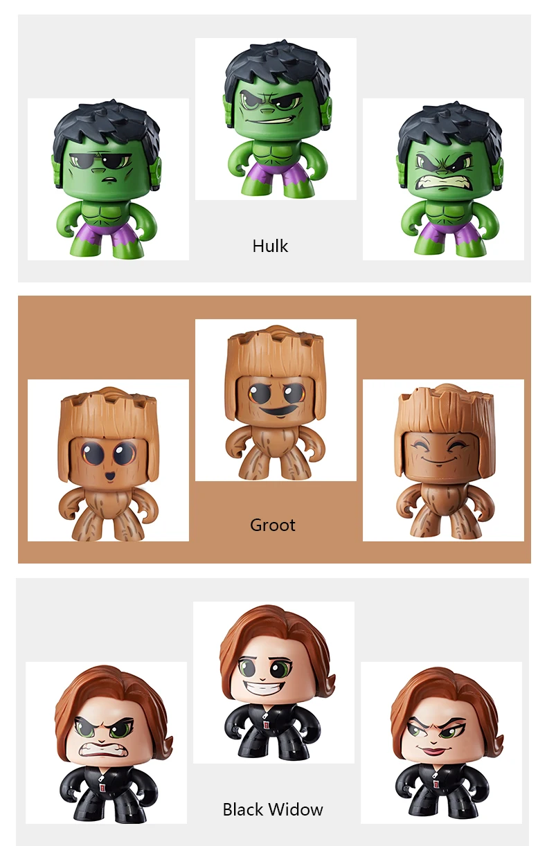 Hasbro Мстители Marvel Mighty Muggs Капитан Америка Человек-паук Халк Грут 3 мимики Коллекционная фигурка игрушка подарок