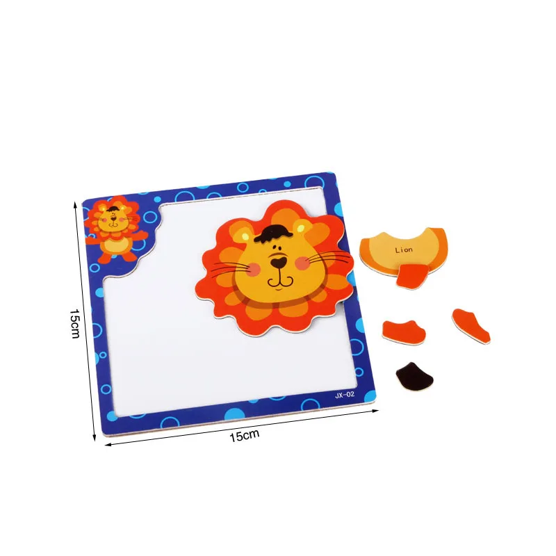 Montessori Wooden Toys for Children 3D Magnetic Puzzles Tiger/Bear/Frog Cartoon Animals kids toys Tangram christmas Gift | Игрушки и