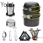 1 Компл. Кемпинг Горшок Посуда Со Складной Чашкой Газовая Плита Бак Стенд Вилка Ложка Нож Посуда Открытый Посуда Пикник Оборудование