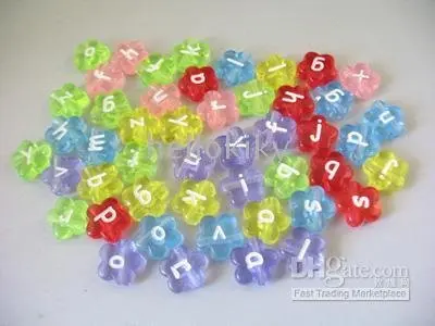 

1300PCS Mixed colour flower alphabet beads#18700