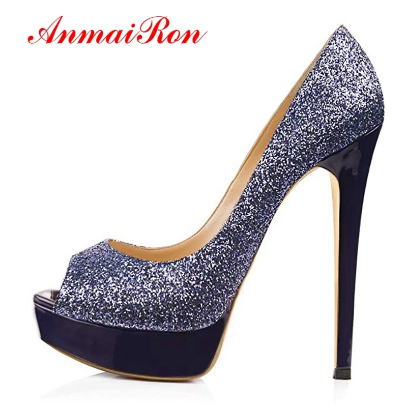 

ANMAIRON PU Women Party Sandals Super High Women Shoes Basic Slip-On Summer Fashion Sandals Size 35-45 LY1220