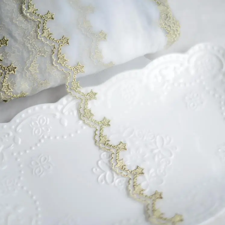 1 Meter Gold White Luxury Embroidery Lace Trim DIY Handmade Star Lace Accessories Fabric Textile Decoration 9cm - Цвет: gold