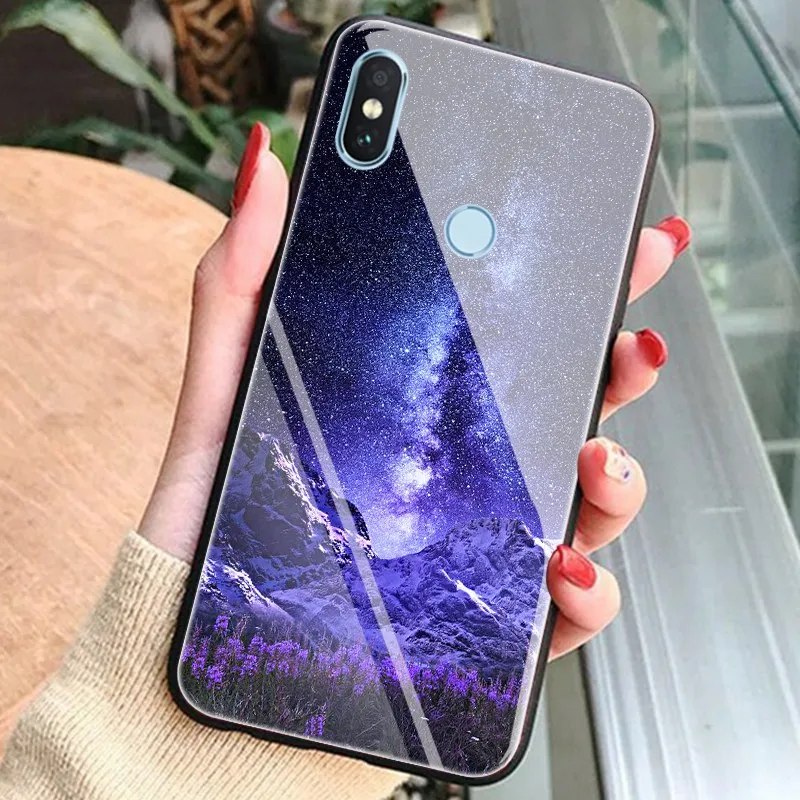 Стеклянный чехол со звездами для Xiaomi Redmi Note 5 Pro 4X роскошный силиконовый Mi A1 A2 Lite 6A 6