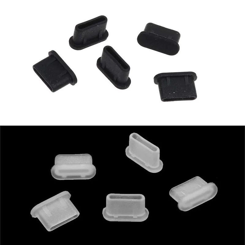 

5pcs Dustproof Cover Cap Jack Charger Plug Type-C Port Anti-dust For Mobile Phone
