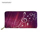 Цветные женские кошельки twoheart sgirl для музыкальных заметок, Длинный кошелек из искусственной кожи, женский клатч на молнии, кошелек для монет, Дамский кошелек с ремешком