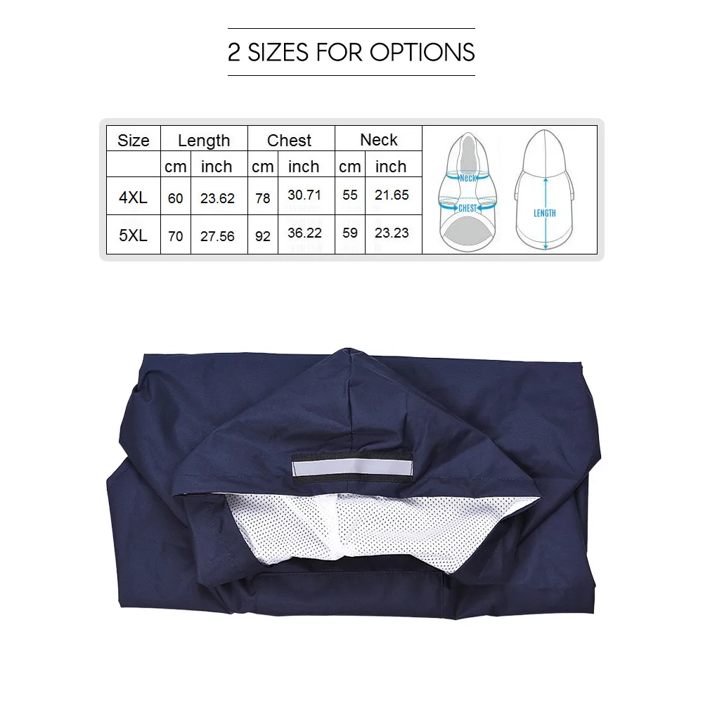 Светоотражающий дождевик для собак 4XL/5XL/6XL средних и больших питомцев С дырками