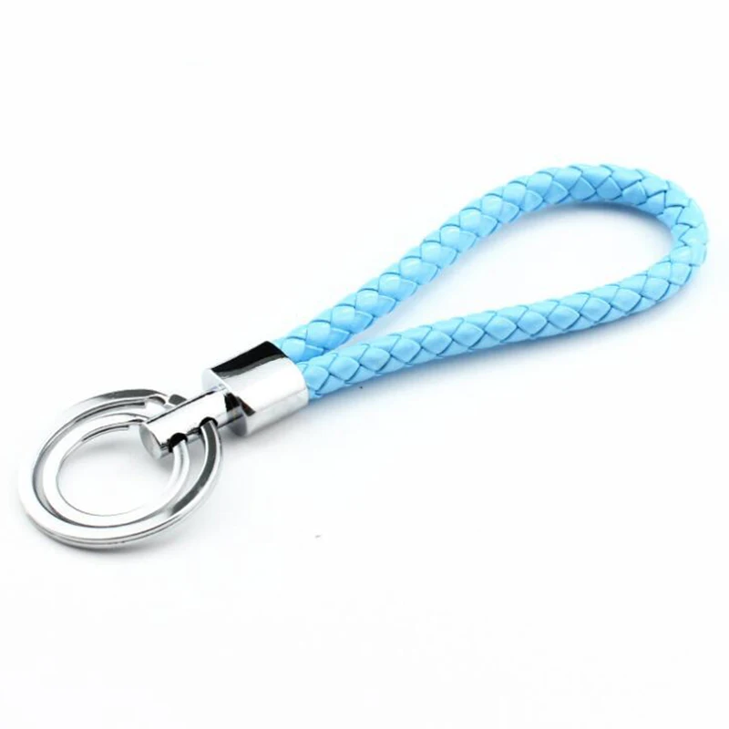 12 цветов ручная кожаная Веревка Плетеный брелок металлические брелки для ключей