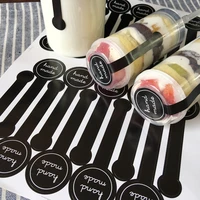 200pcslot hand made black self adhesive stickers long label sticker diy hand made gift cake paper sticker