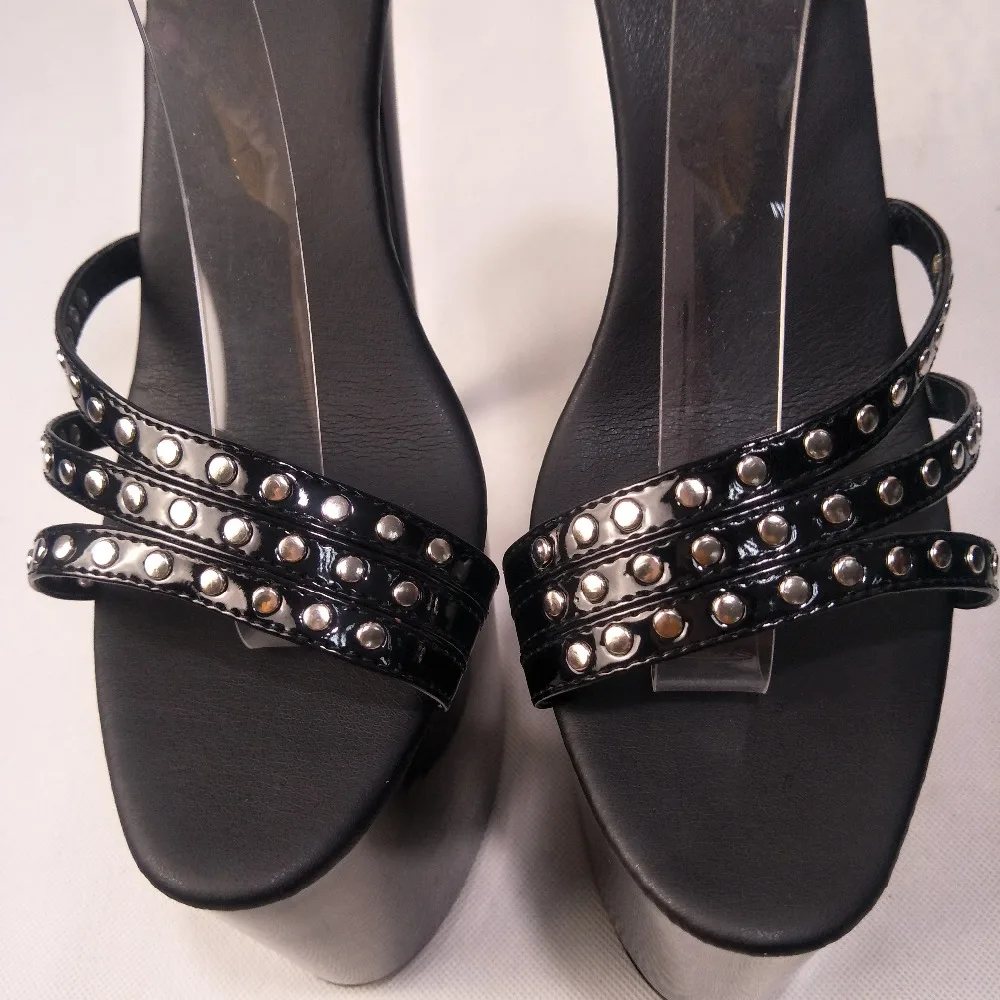 Классические шикарные туфли стрипы для полдэнса с открытым мыском и каблуком 20