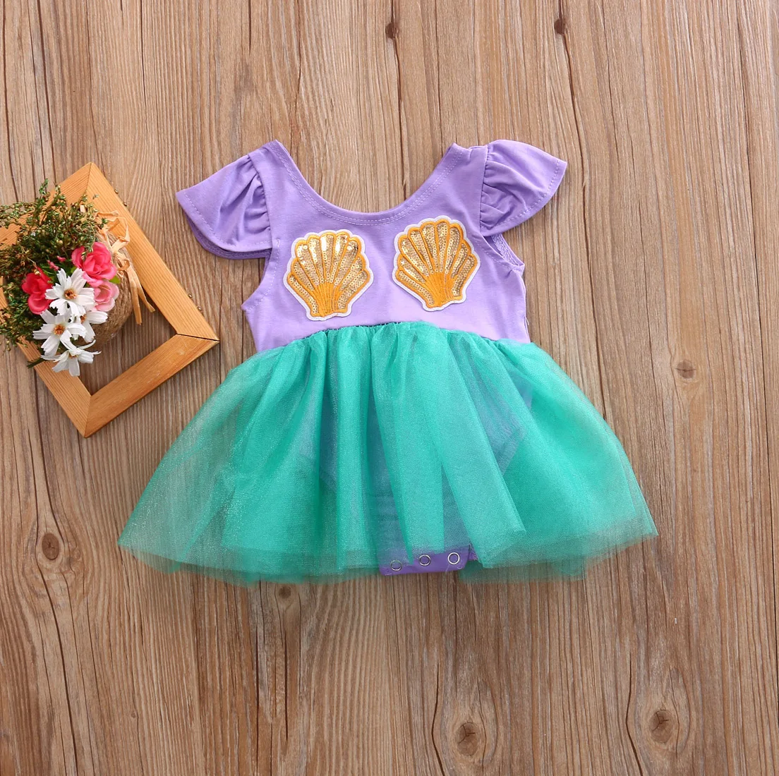 Top Newborn Baby Girls mermaid Romper Dress Summer Tutu Tulle |