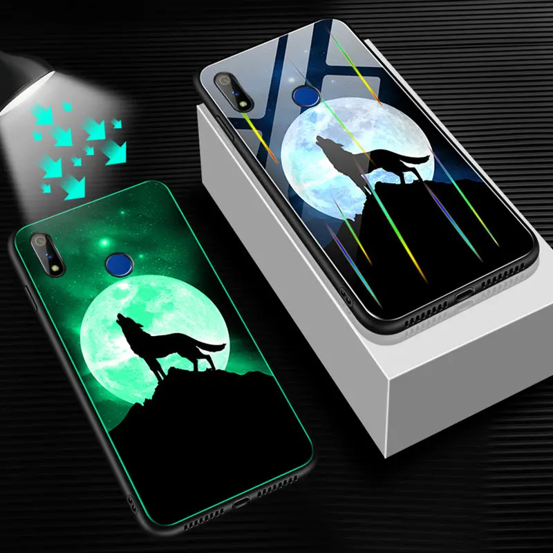 11 Светящийся чехол для телефона для Oppo Realme 3 Pro Чехол светящийся закаленное стекло задняя крышка для Oppo Realme 3 Pro чехол силиконовый чехол - Цвет: 11