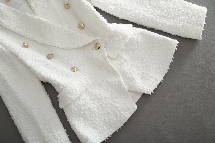 2018 подиумная Высококачественная белая короткая куртка твидовая осень 18918 |