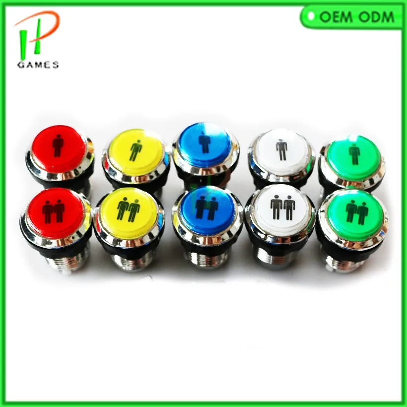 Нажимная кнопка с хромированной светодиодной подсветкой 15 шт./компл. 12 В 33 мм