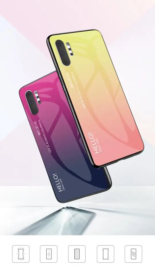 Чехол для Samsung Galaxy Note 10/Note10 Pro/Note 9/Note 8 модный градиентный чехол из закаленного