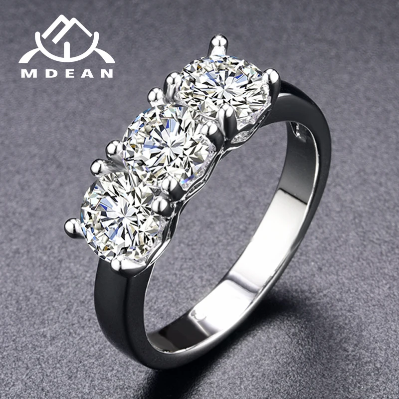 MDEAN Белое Золото Цвет Любовь Сердце Обручальные кольца для женщин обручение AAA циркон ювелирные изделия Femme Bijoux Bague Размеры 6 7 8 9 10 H005