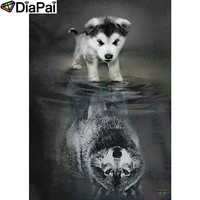 diapai diamond painting 5d diy 100 full squareround drill animal dog wolf diamond embroidery cross stitch 3d decor a24452