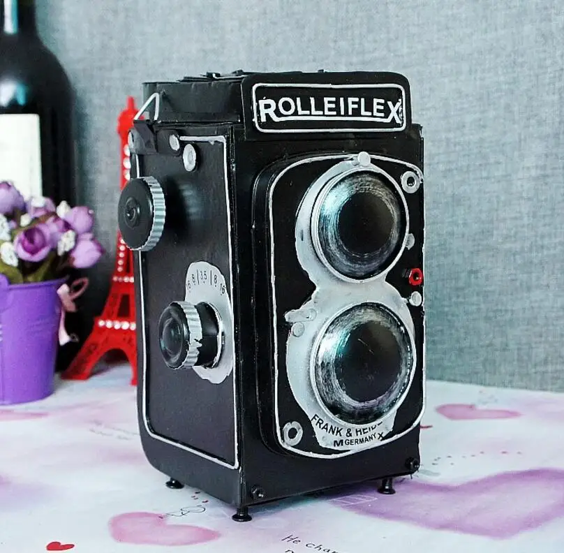 Винтажная Классическая античная фотокамера rolleiflex, ручная работа, модель для дома, украшение для кофейного бара