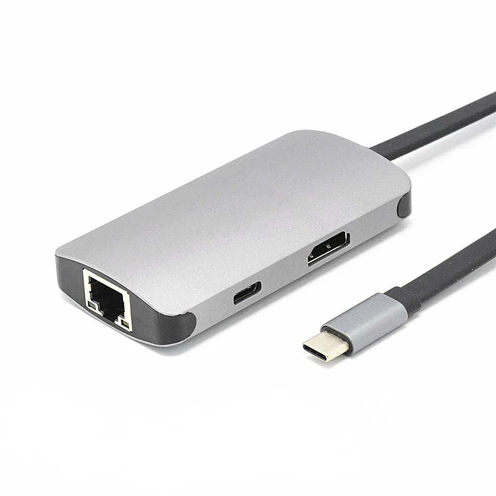 USB хаб 5 в 1 с портом 3 0 и поддержкой Type C HDMI RJ45|Док-станции для ноутбуков| |