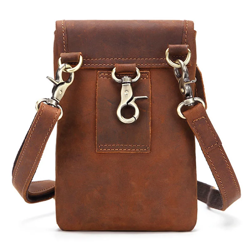 Бренд Для мужчин Crazy Horse Натуральная Кожа Фанни талии пакет мужской Crossbody сумка крюк ремень Петля Хип Bum Мешок 2045