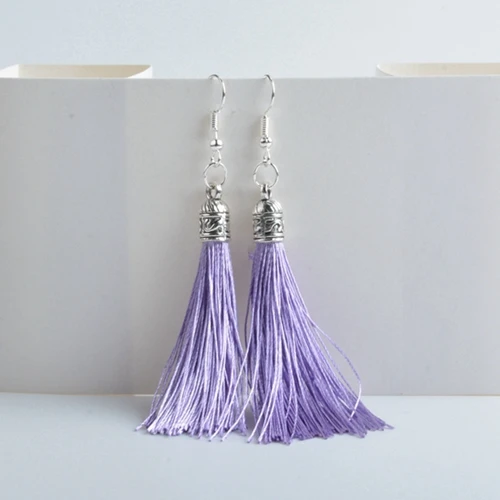Light purple Новые Геометрические Этнические Висячие висячие серьги из сплава для женщин, серебряные богемные Винтажные серьги-кисточки Kolczyki - Окраска металла: Light purple