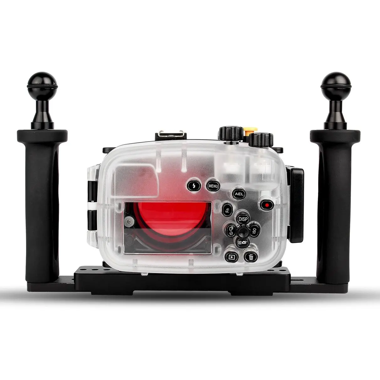 値段 40メートル防水水中カメラハウジングケースバッグ用ソニーa6000カメラで16-50ミリメートルレンズ+赤フィルター+二手ダイビングハンドル