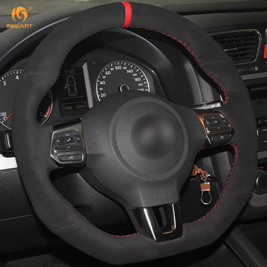 MEWANT черный замшевый чехол рулевого колеса автомобиля для Volkswagen Golf 6 GTI MK6 VW Polo Scirocco