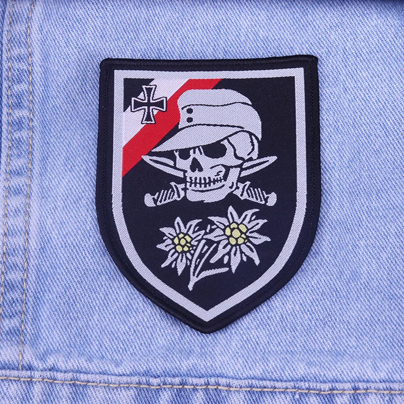 Germany flag cross edelweiss patch skull and knife soldiers shield embroidered badge Deutsche wehrmacht jewelry men gift