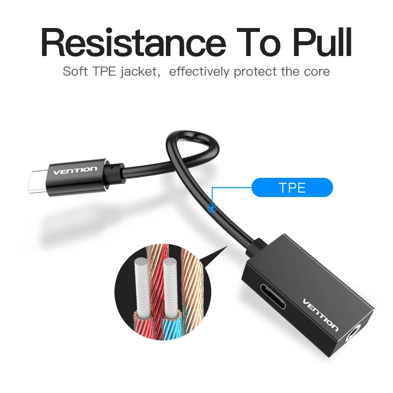 Vention USB Type C 3 5 адаптер для наушников зарядное устройство до мм разъем AUX Xiaomi Mi6 MIX2