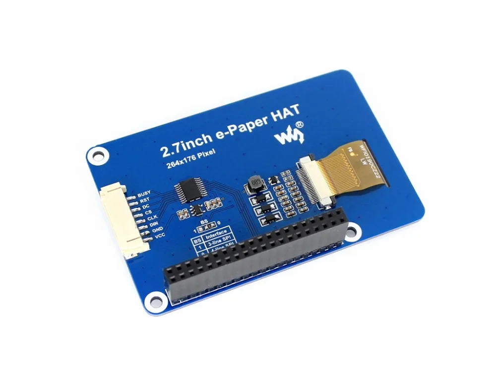 Waveshare 2,7 ''электронная бумага, 264x176, 2,7 дюймов E-Ink дисплей шляпа для Raspberry Pi 2B/3B/Zero W, цвет: черный, белый, SPI интерфейс