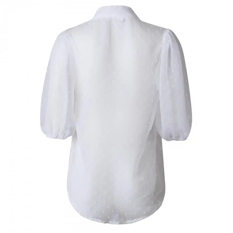 Блузки с пышными рукавами женские 2019 летние винтажные сетчатые топы в горошек