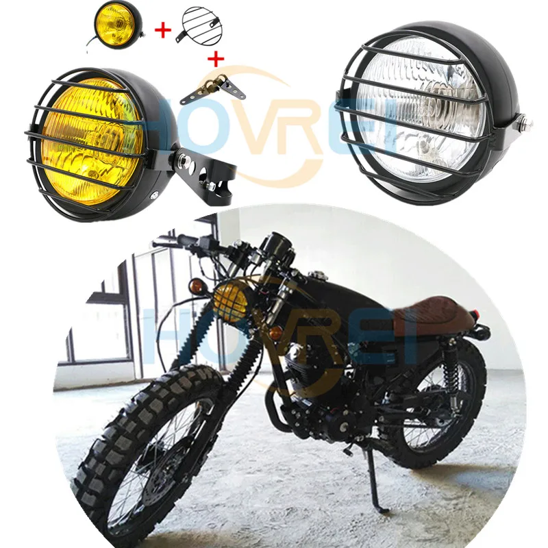 Передняя фара для мотоцикла 6 5 дюйма ретро с креплением маска гриля налобный