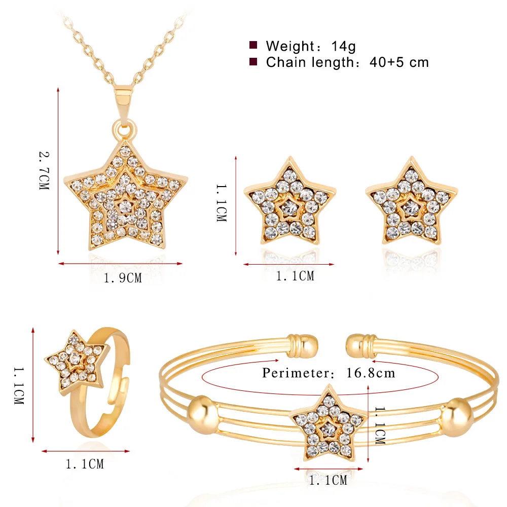 HC Fashion Star Pendant Girl's Jewelry Sets Hot Baby Necklace Cute Crystal Bling Children's Day Gift Kid Kids T | Украшения и