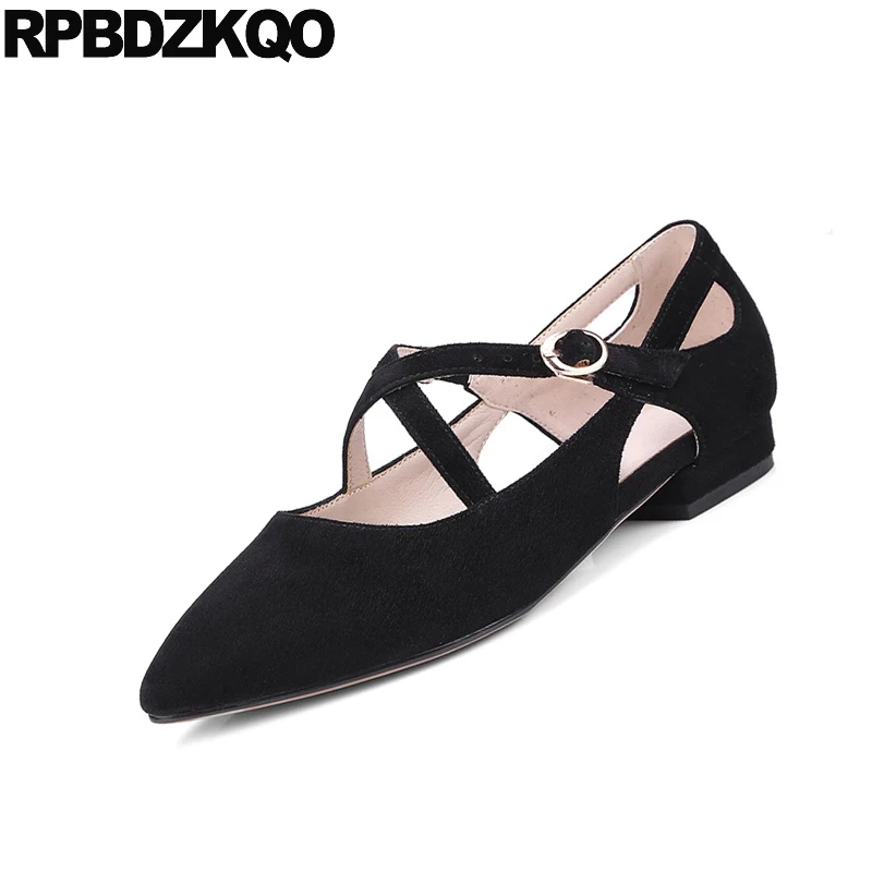 2021 Nude Pink Ladies Korean Women Pointed Toe Latest Shoes Designer China Beautiful Mary Jane Flats Mori Girl Suede Cross Strap | Обувь