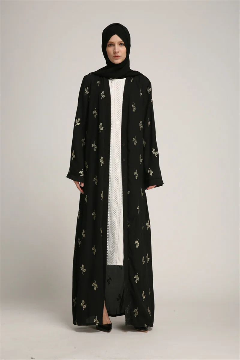 Женское мусульманское Болеро Abaya Черное длинное кимоно-туника кардиган-кафтан