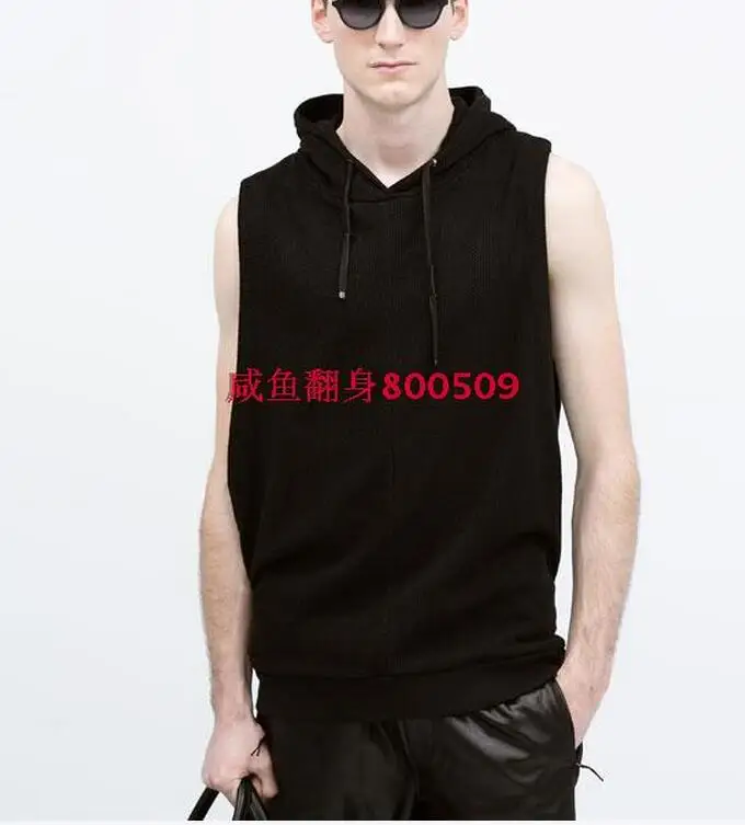 

S- 5XL HOT / Summer Men New Fashion Personality Casual Sleeveless Hooded T-shirt