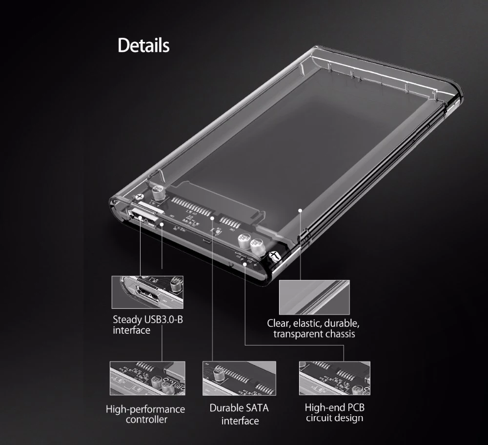 Корпус для жесткого диска 2,5 дюймов SATA To 3,0 USB внутренний SSD для внешнего жесткого диска чехол YLHDD-S302 коробка для жесткого диска для компьютера