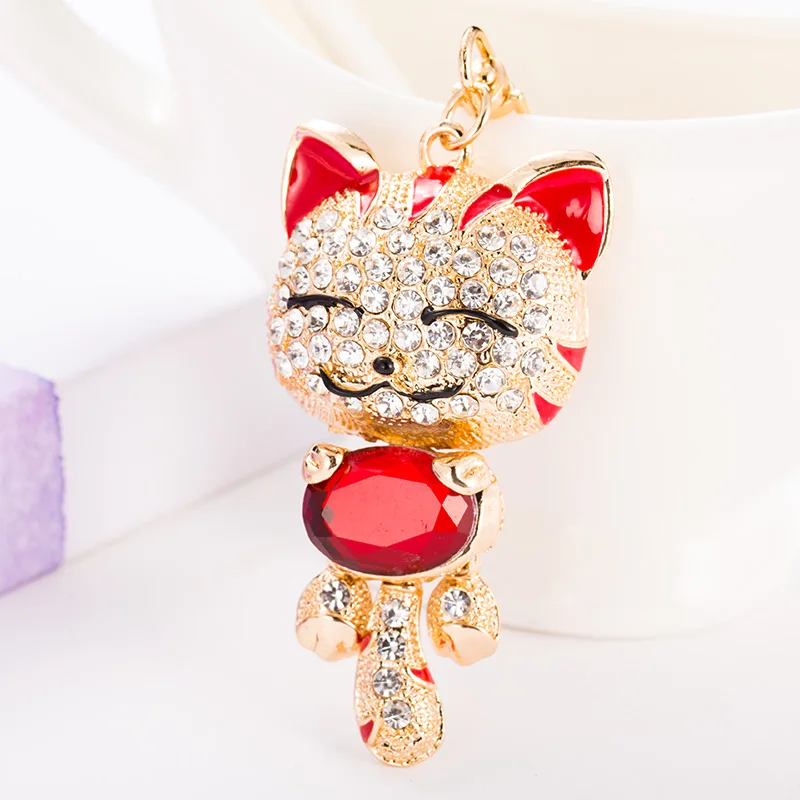 EASYA необычный товар брелок с надписью счастливая кошка символ удачи Хрустальный