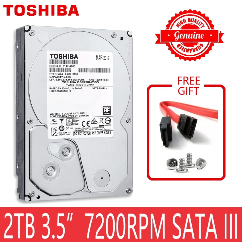 Жесткий Диск TOSHIBA 2 ТБ 2000 Гб внутренний жесткий диск 7200 об/мин 64 Мб кэш 3 5 дюйма 35 SATA