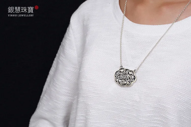 

KJJEAXCMY Boutique jewe S990, silver, hollowed out, fillet, fish, dragon, door, safety, and lock, Pure Silver Antique female p