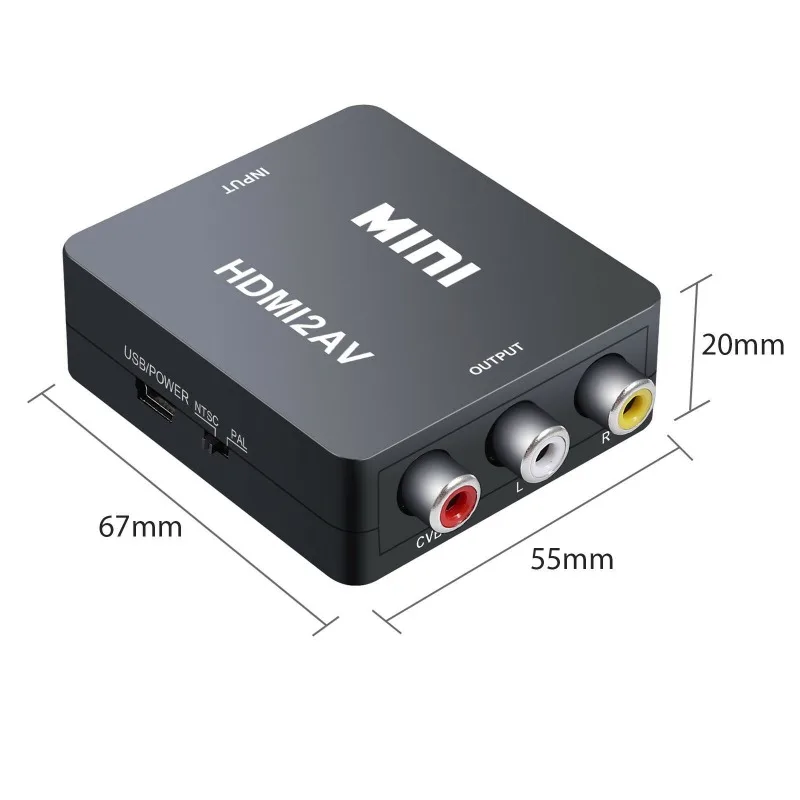 Мини HDMI в AV/RCA конвертер коробка композитный аудио видео CVBS адаптер 1080P для ТВ VHS VCR