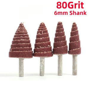 Наждачная Шлифовальная головка, конический шлифовальный круг 80 Грит, 6 мм, 6 мм