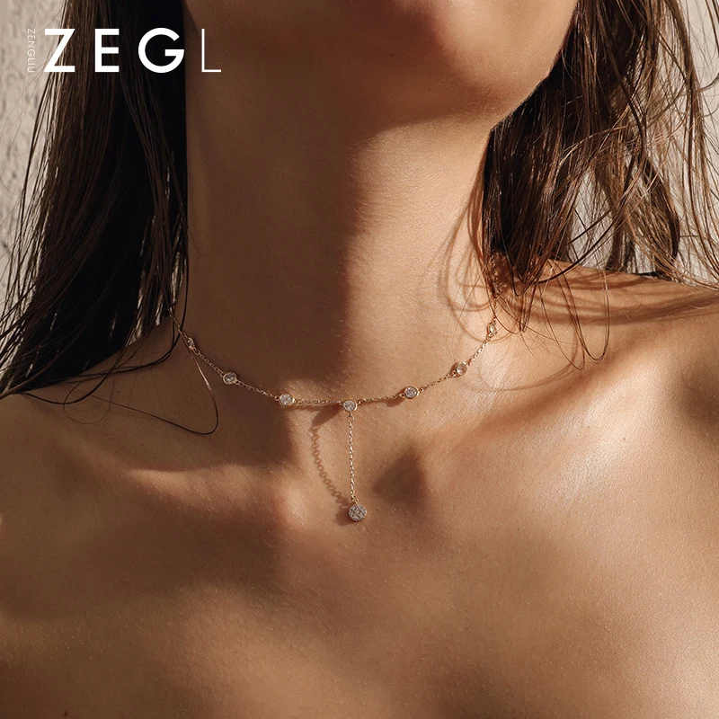 Женское Ожерелье ZEGL короткое ожерелье с цепочкой для ключиц персонализированная