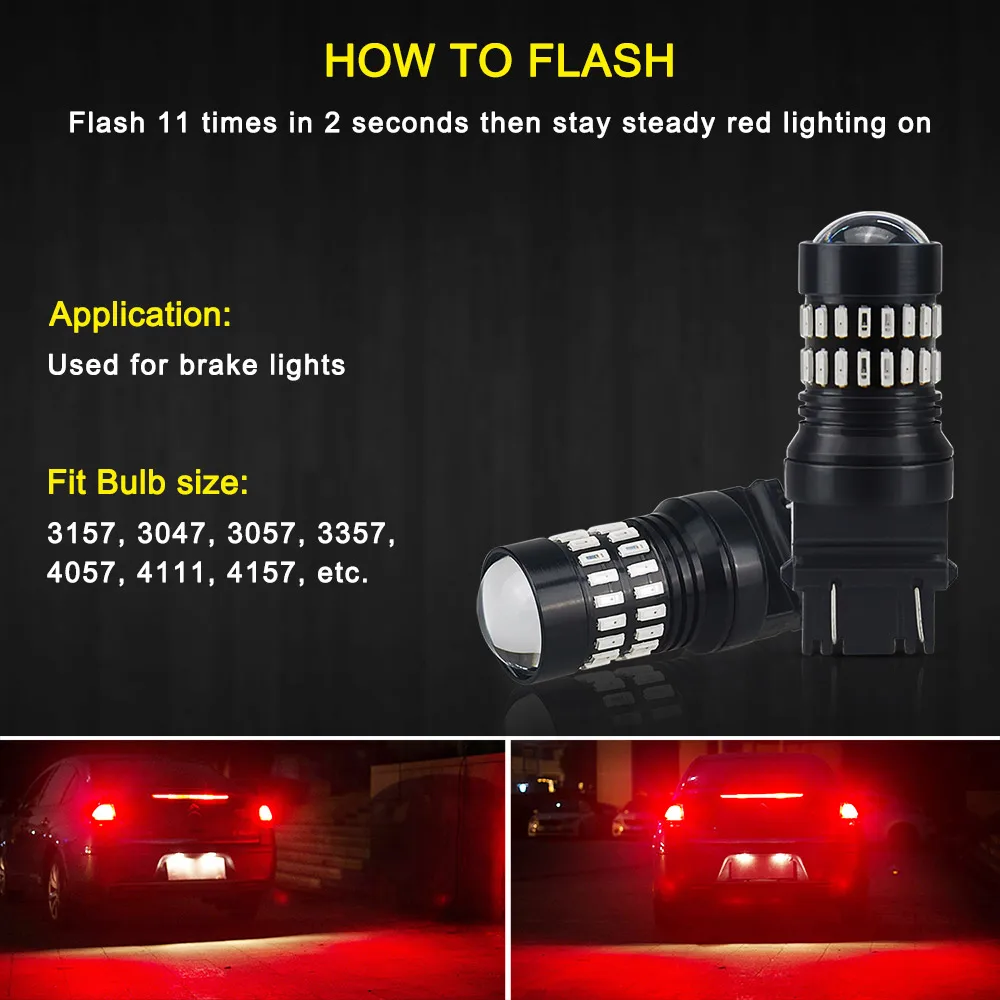 2x T25 светодиодный 3157 3156 лампы 48 SMD 4014 5 Вт P27/7 высокой мощности P27W автомобильный