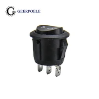 5 pcslot 23mm round 3 pin third gear 250v 6a boat switch spst snap in onoff position rocker switch